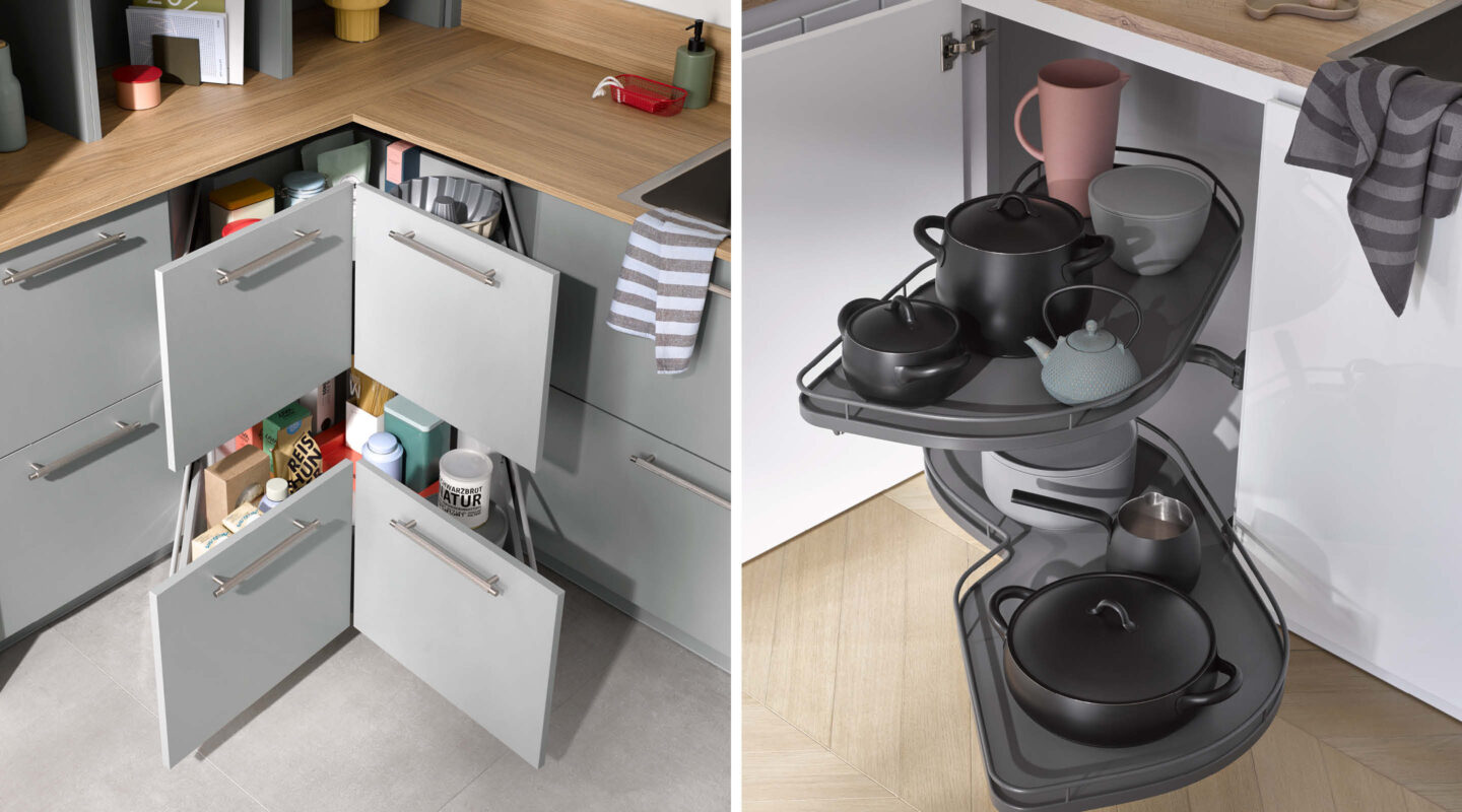 Verschiedene Ecklösungen für die Küche.